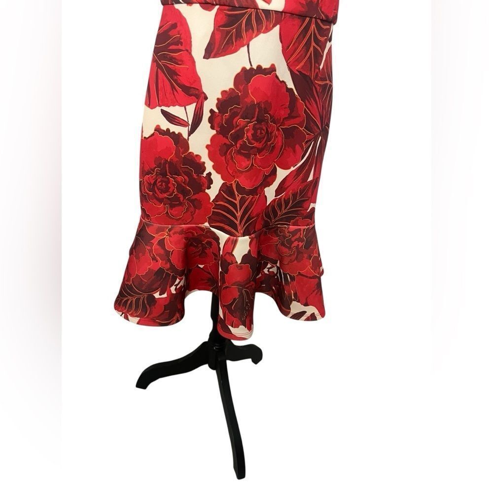 BOSTON PROPER RED/WHITE FLORAL ELEGANT COCKTAIL DRESS WOMENS SIZE 14 - Picture 3 of 7